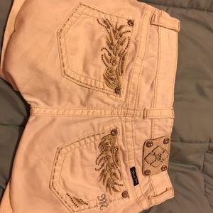 White miss me jean shorts